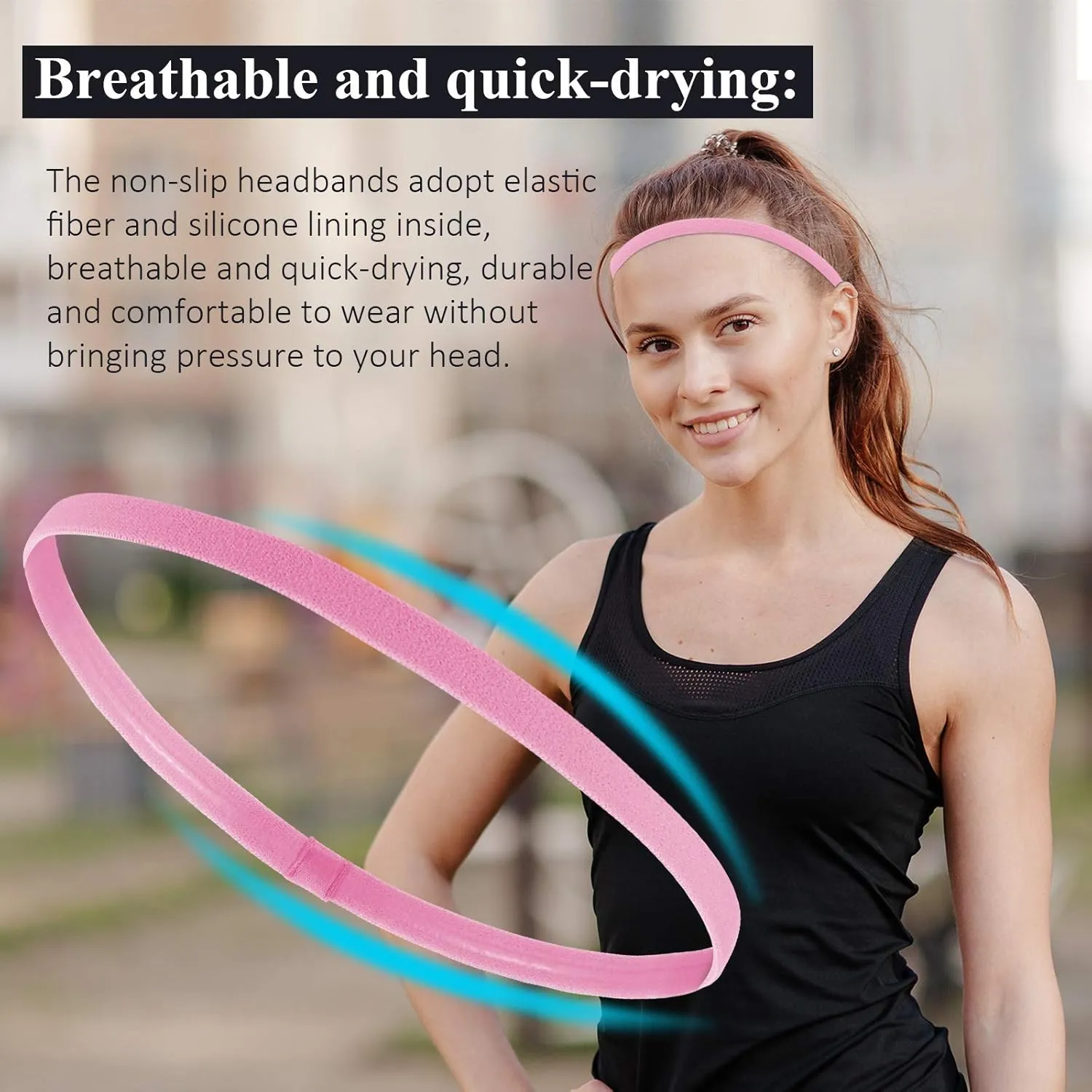 4 Pieces Elastic Sports Headbands Thick Non-Slip Hair Bands for Women and Men