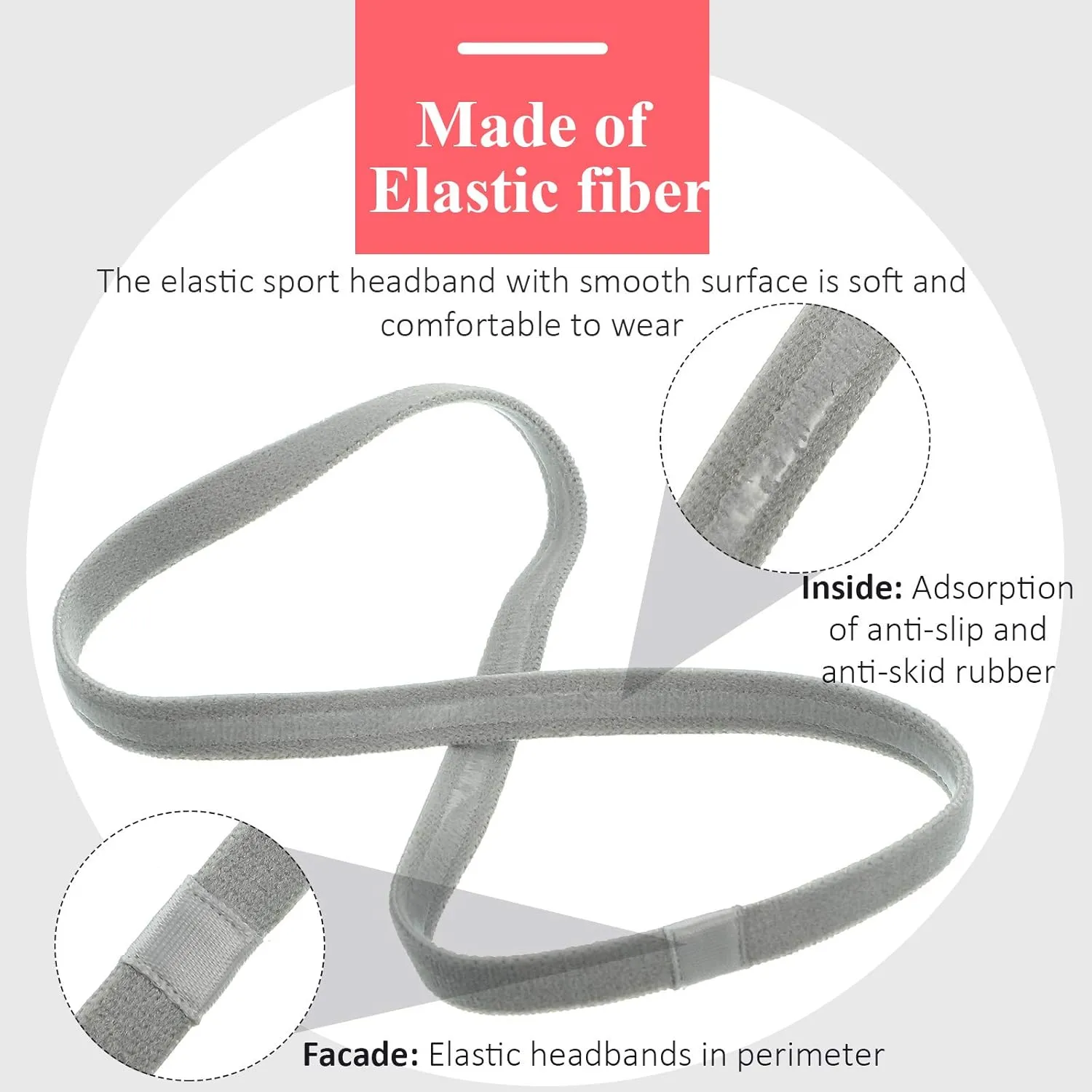 4 Pieces Elastic Sports Headbands Thick Non-Slip Hair Bands for Women and Men
