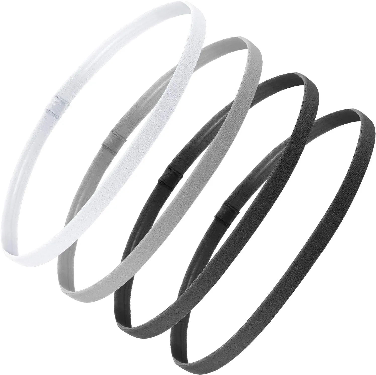 4 Pieces Elastic Sports Headbands Thick Non-Slip Hair Bands for Women and Men