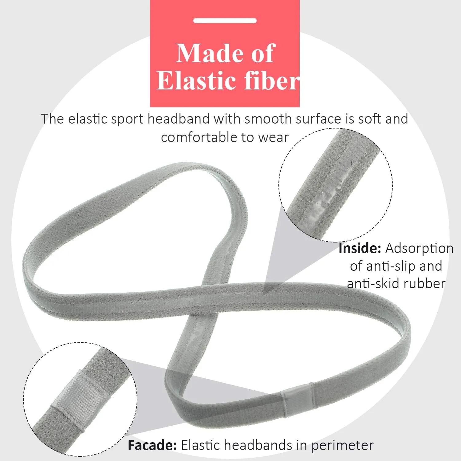 4 Pieces Elastic Sports Headbands Thick Non-Slip Hair Bands for Women and Men