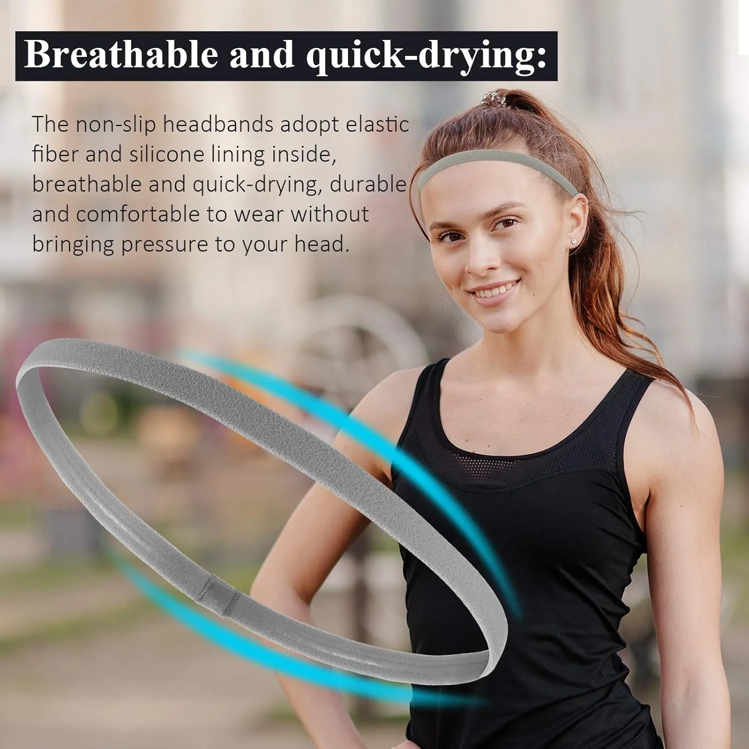 4 Pieces Elastic Sports Headbands Thick Non-Slip Hair Bands for Women and Men