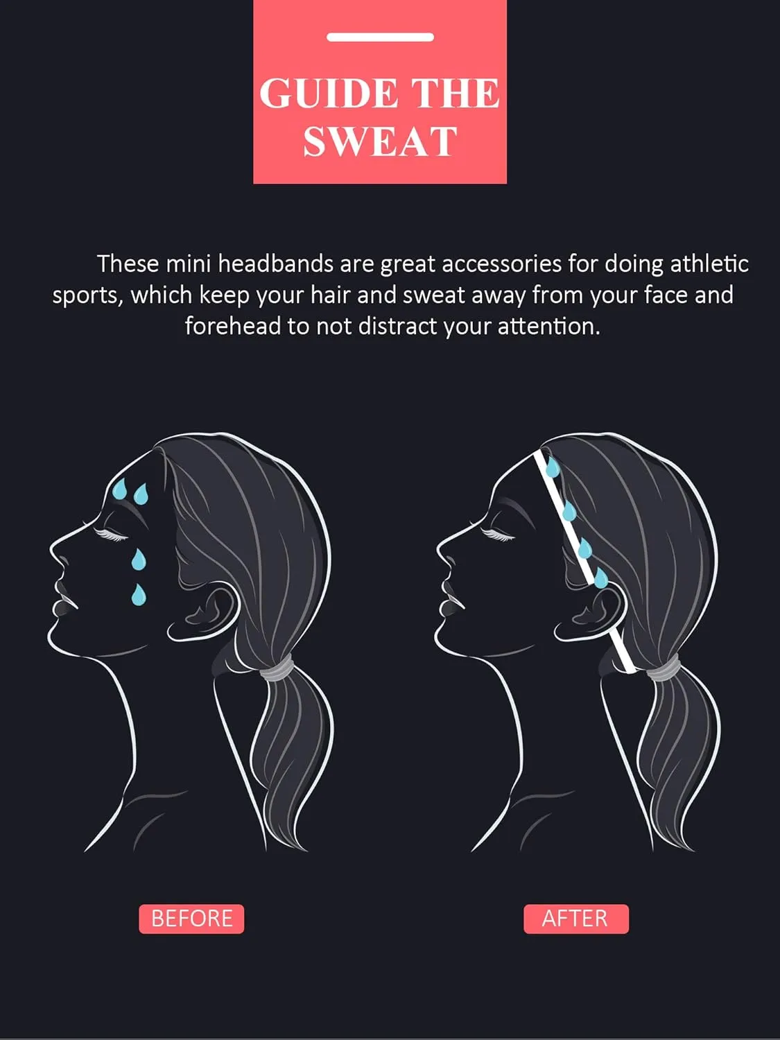 4 Pieces Elastic Sports Headbands Thick Non-Slip Hair Bands for Women and Men