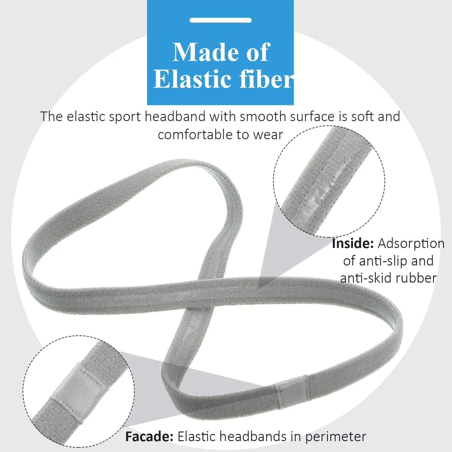 4 Pieces Elastic Sports Headbands Thick Non-Slip Hair Bands for Women and Men