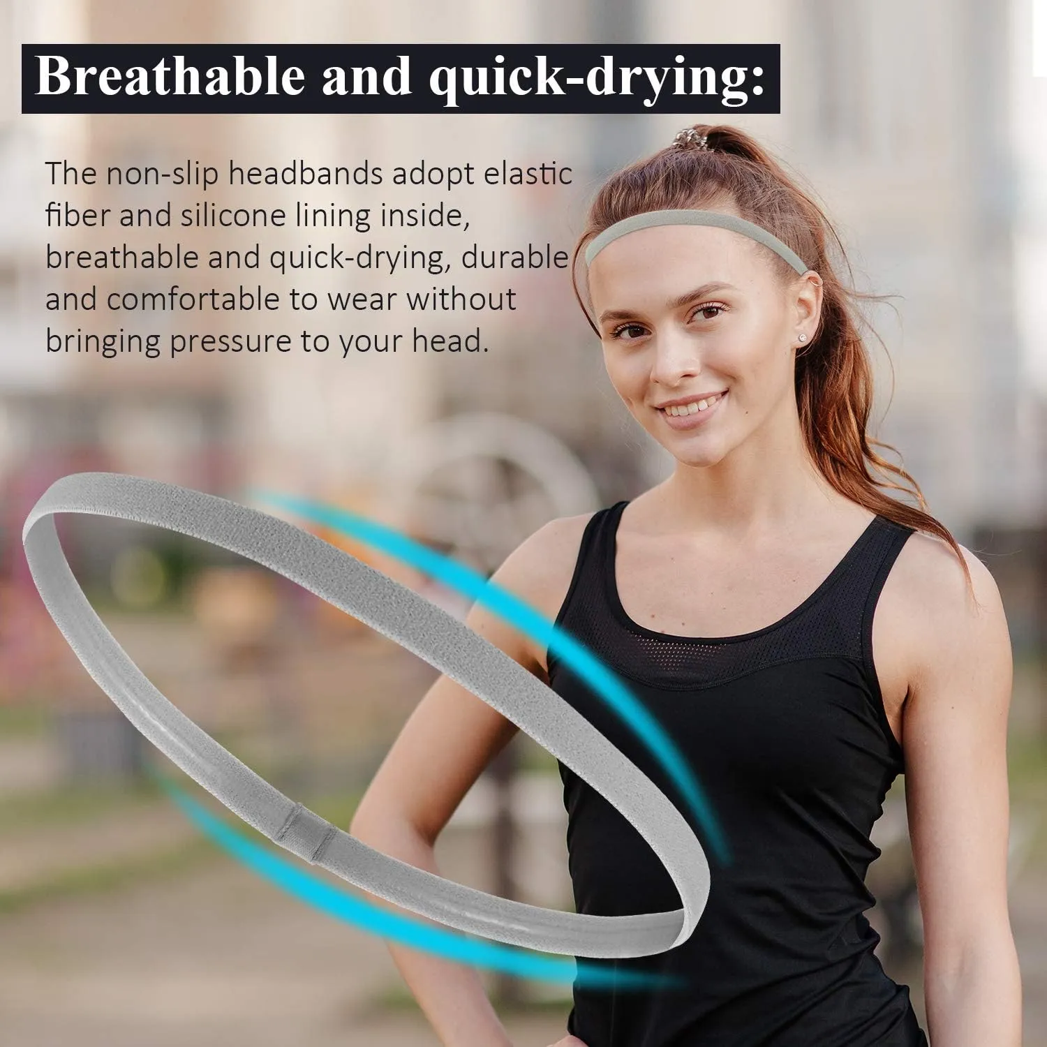 4 Pieces Elastic Sports Headbands Thick Non-Slip Hair Bands for Women and Men