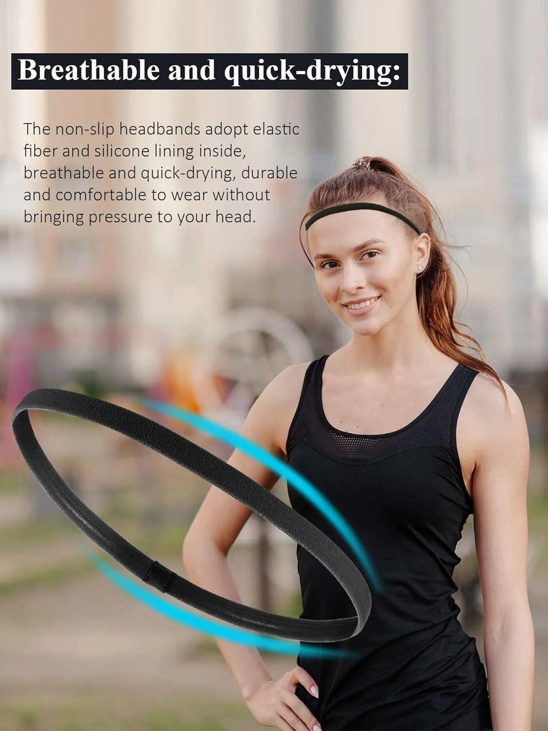 4 Pieces Elastic Sports Headbands Thick Non-Slip Hair Bands for Women and Men