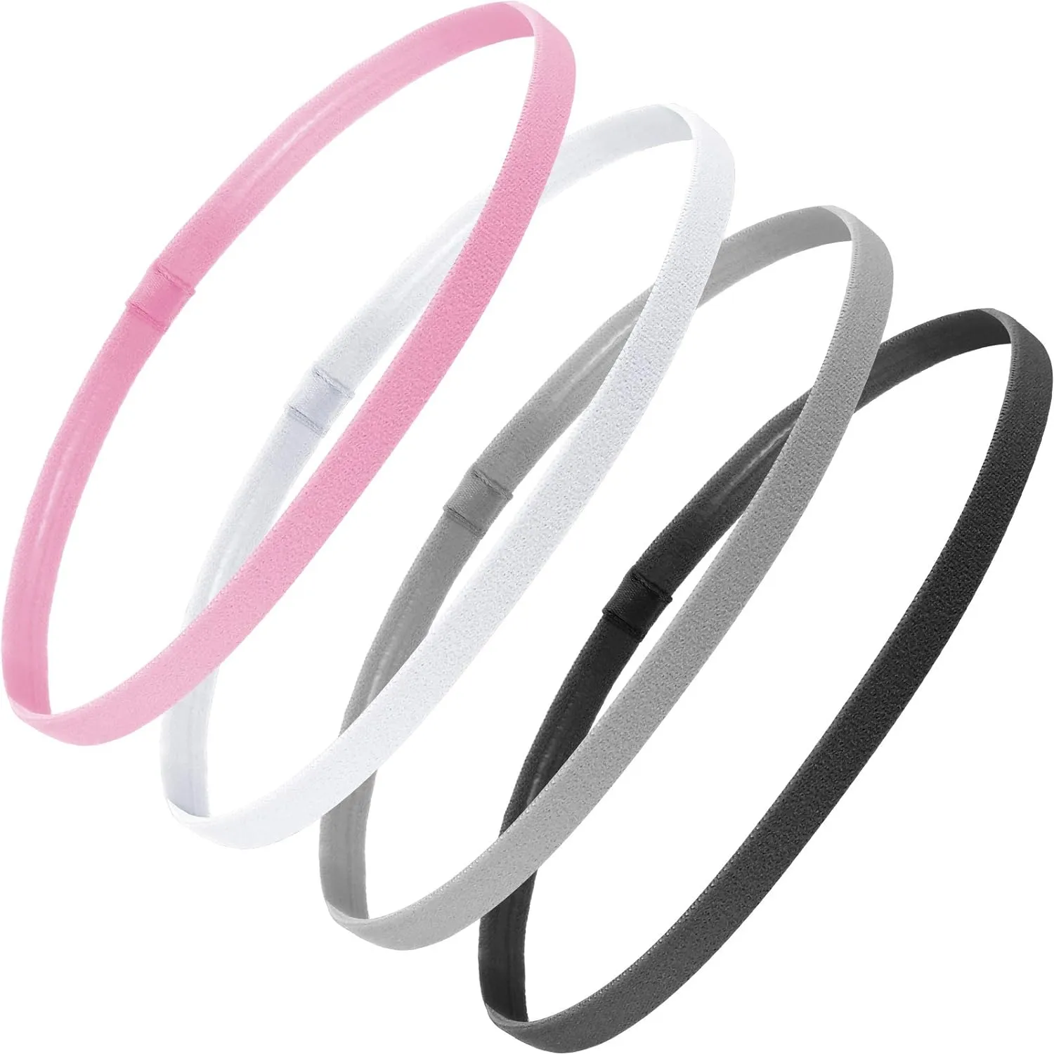 4 Pieces Elastic Sports Headbands Thick Non-Slip Hair Bands for Women and Men