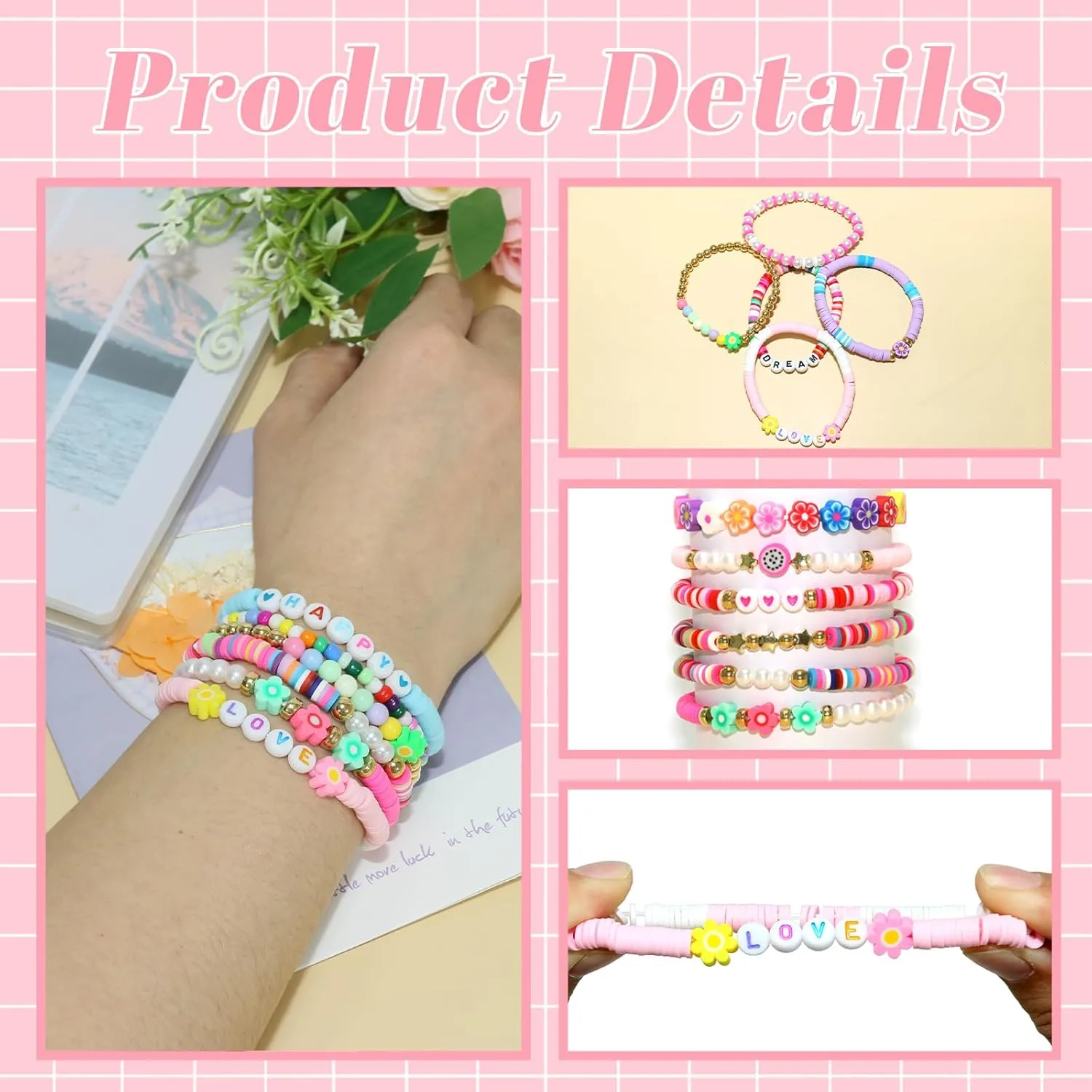 40 Pcs Bracelets for Women Stretch Stackable Elastic Layering Friendship Bracelet, Boho Summer Beach Jewelry Party Favors Gift Party Supplies