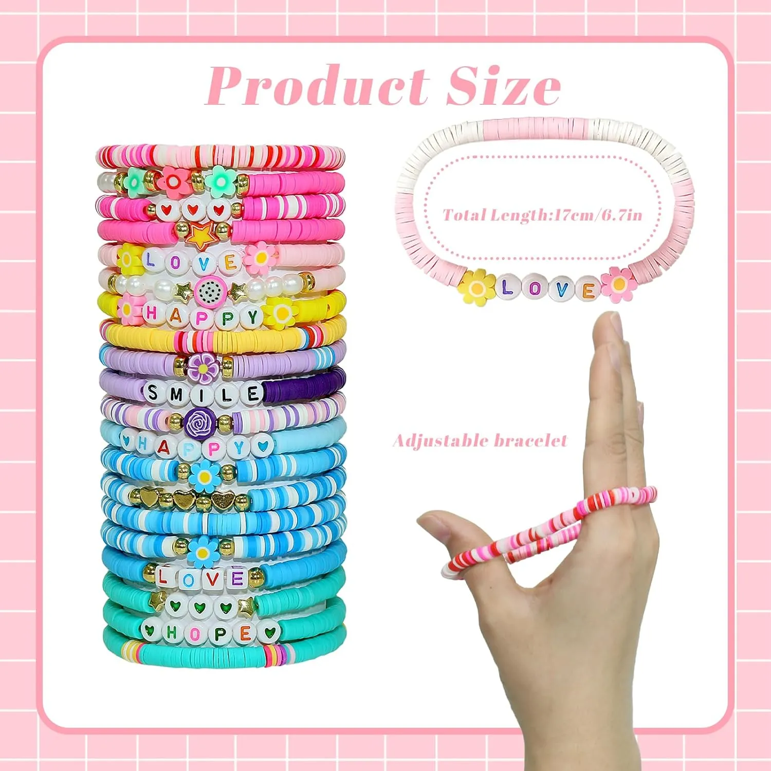40 Pcs Bracelets for Women Stretch Stackable Elastic Layering Friendship Bracelet, Boho Summer Beach Jewelry Party Favors Gift Party Supplies