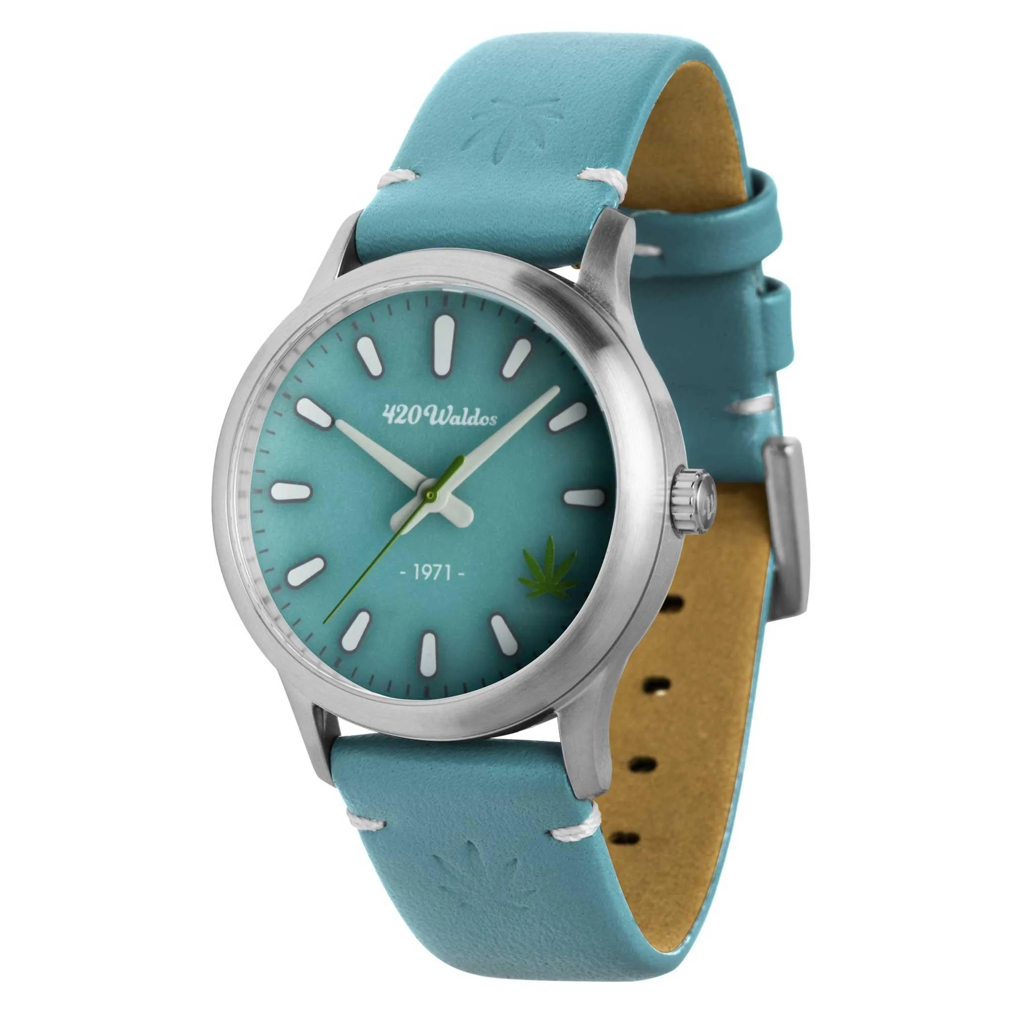 420Waldos Women's Quartz Watch - Mary Jane Blue Dial Genuine Leather Strap | W2010
