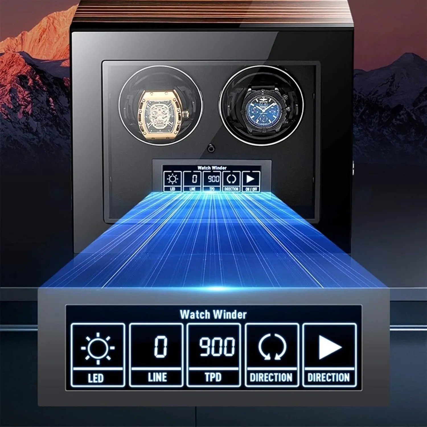 4/6/9 Watch Winder for Automatic Watches with LED Backlight, LCD Touchscreen & Remote Control  Ideal for Men & Women, Luxury Watch Storage Case(6 0)