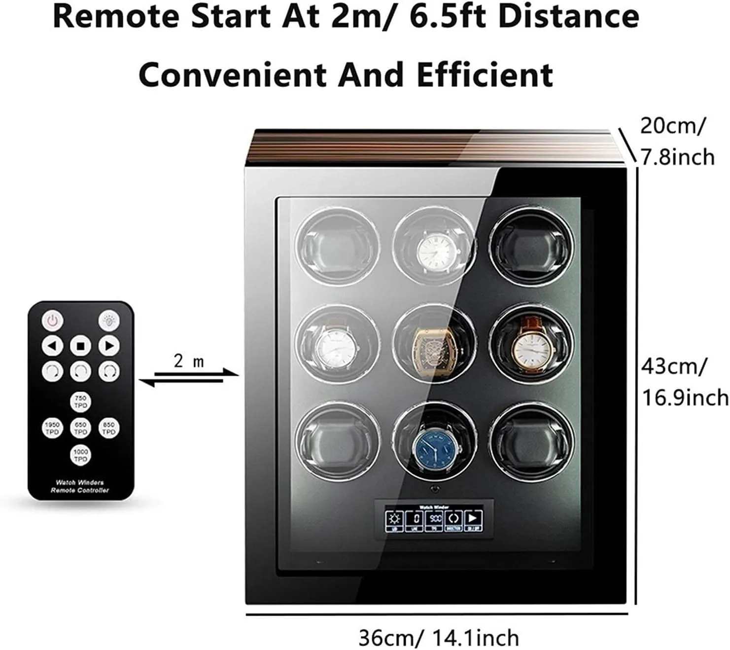 4/6/9 Watch Winder for Automatic Watches with LED Backlight, LCD Touchscreen & Remote Control  Ideal for Men & Women, Luxury Watch Storage Case(6 0)