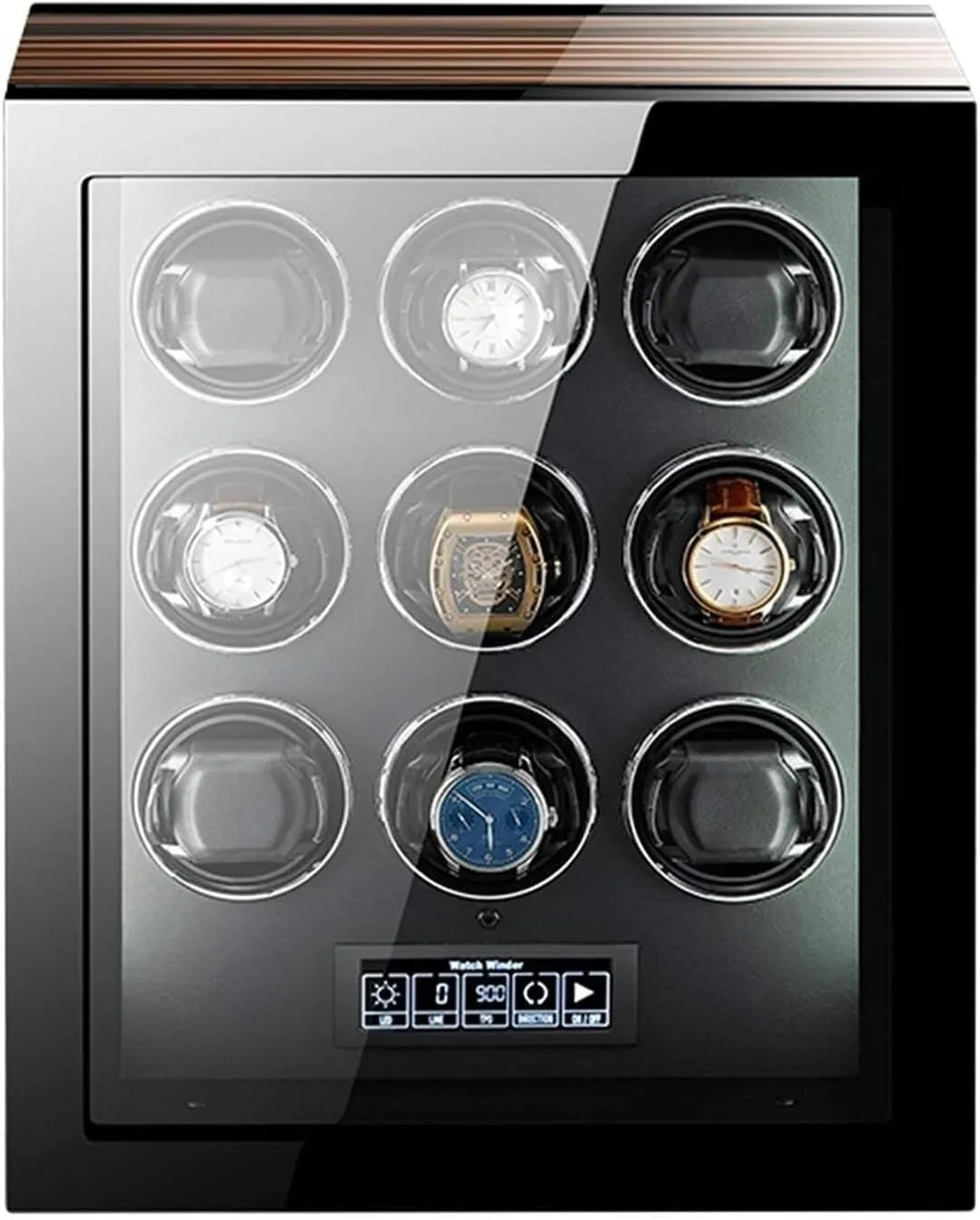4/6/9 Watch Winder for Automatic Watches with LED Backlight, LCD Touchscreen & Remote Control  Ideal for Men & Women, Luxury Watch Storage Case(6 0)