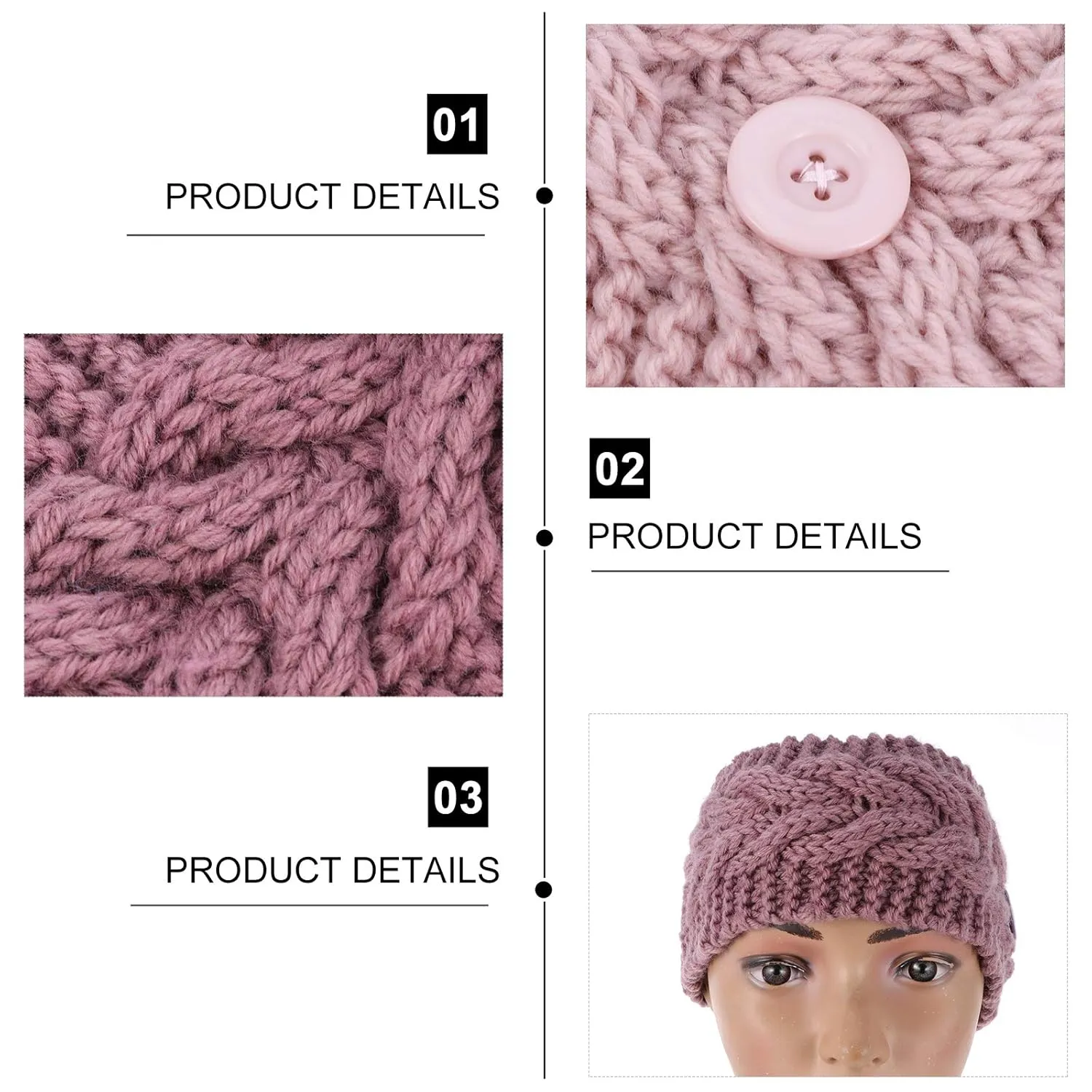 4pcs button wool headband women christmas Ear Headband Button Headbands for Women cable knitted headband Womens Winter Headbands knot ear muff head wrap mask Twist Miss yarn