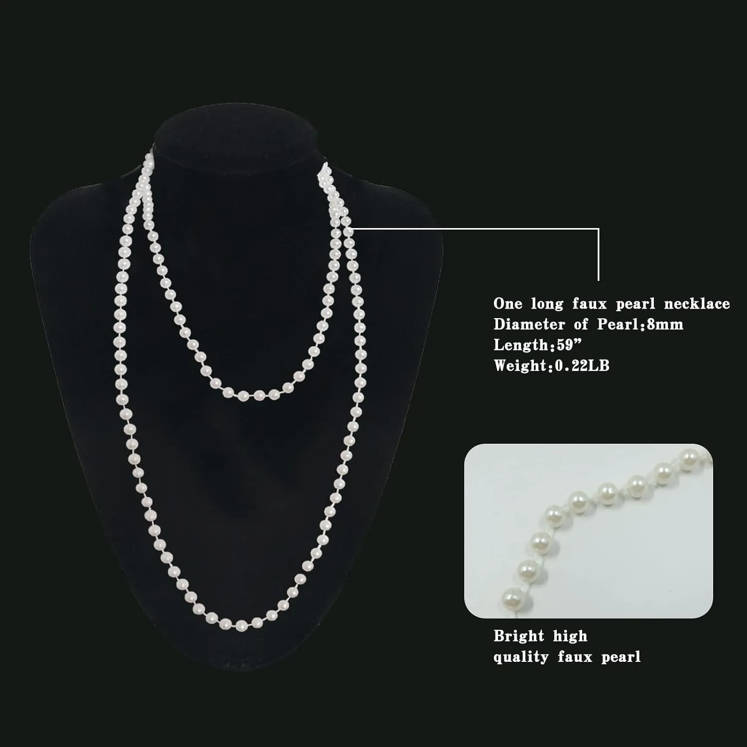 4PCS Womens 1920s Masquerade Vintage Costume Accessories Set Feather Headpiece Pearl Necklace Gloves Earrings