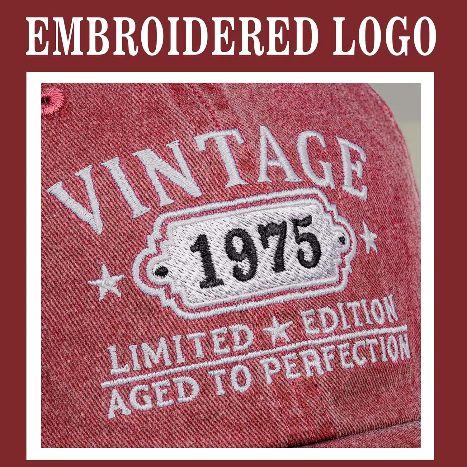 50th Birthday Gifts for Her Him Vintage 1975 Embroidered Black Baseball Cap Women Men