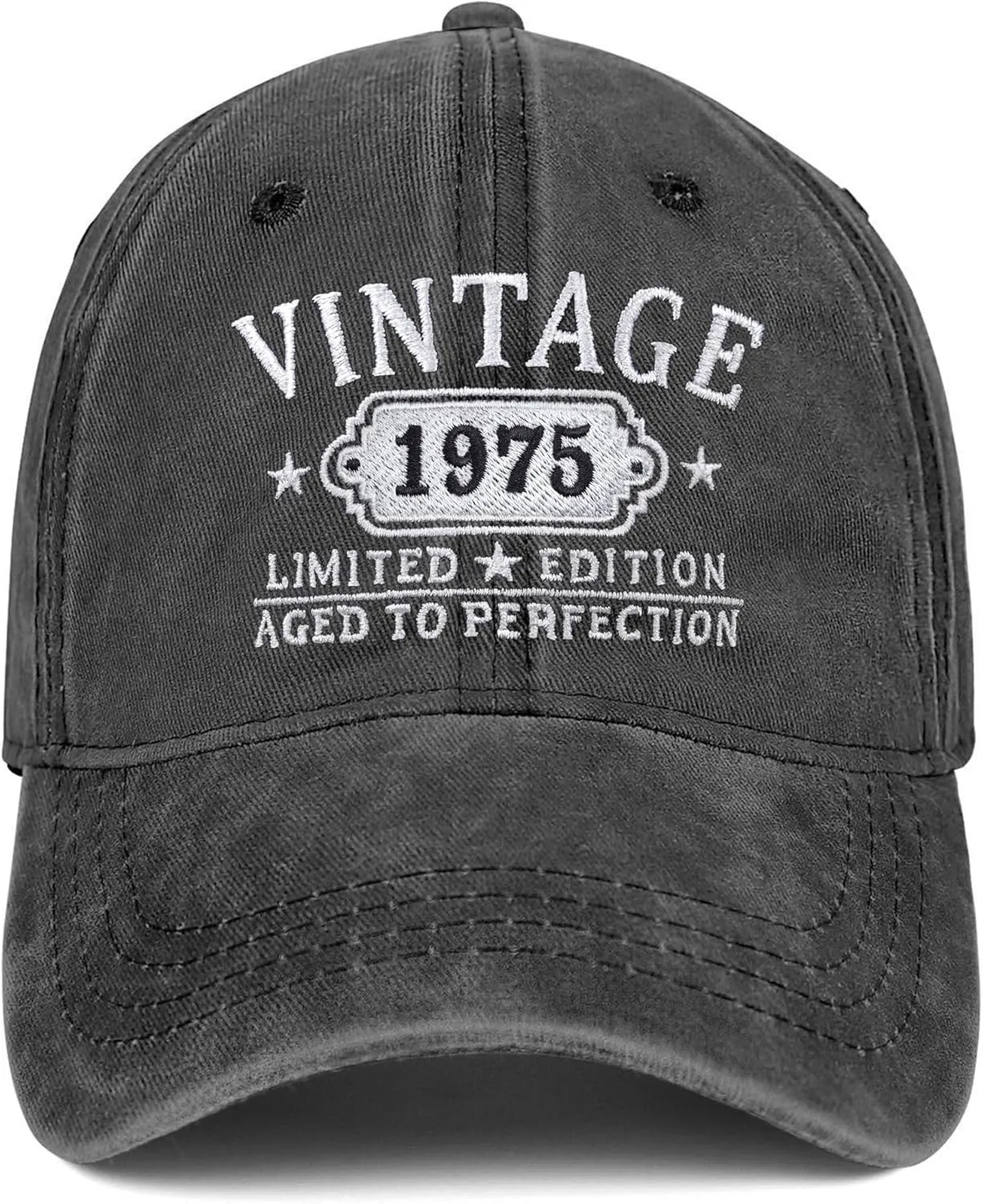 50th Birthday Gifts for Her Him Vintage 1975 Embroidered Black Baseball Cap Women Men