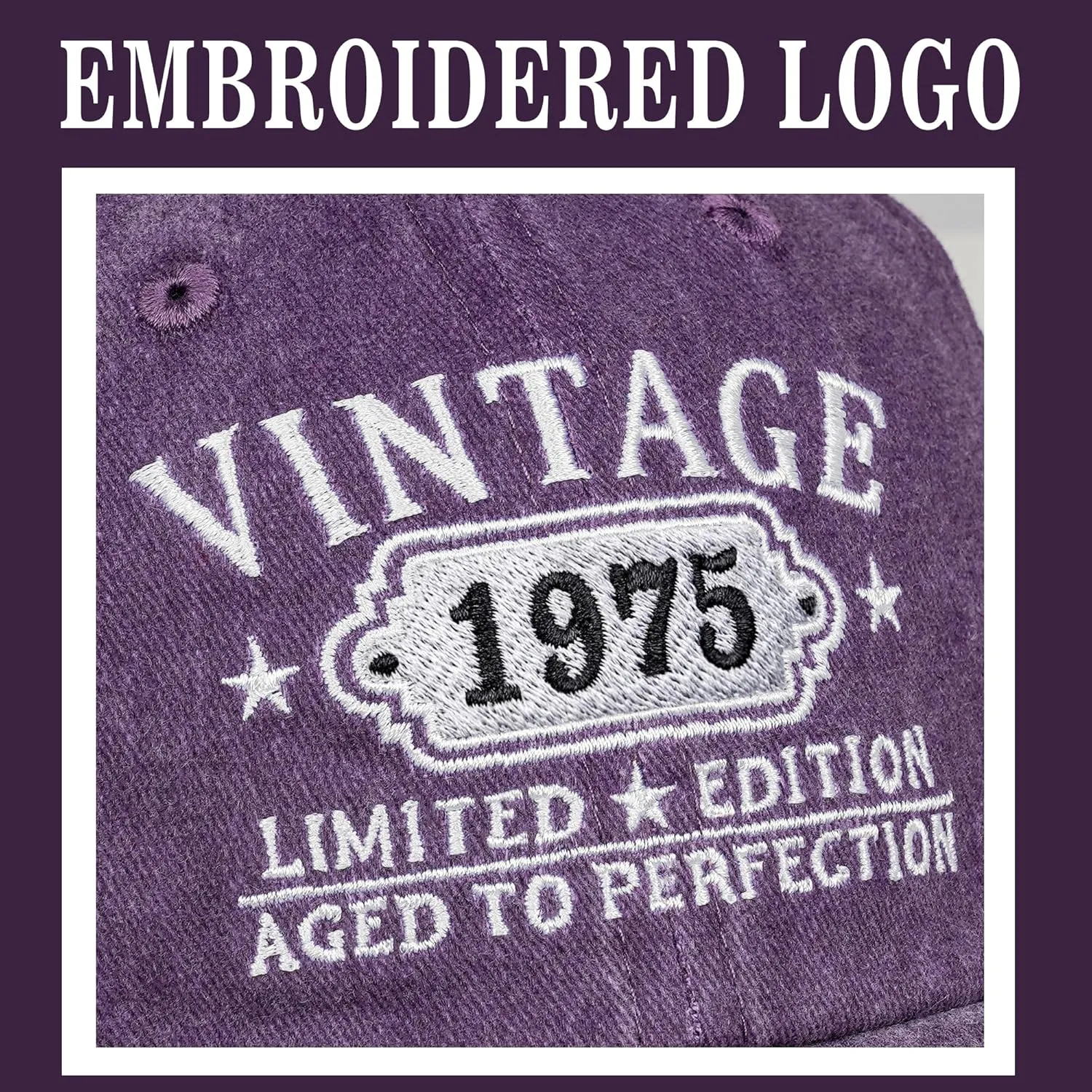 50th Birthday Gifts for Her Him Vintage 1975 Embroidered Black Baseball Cap Women Men