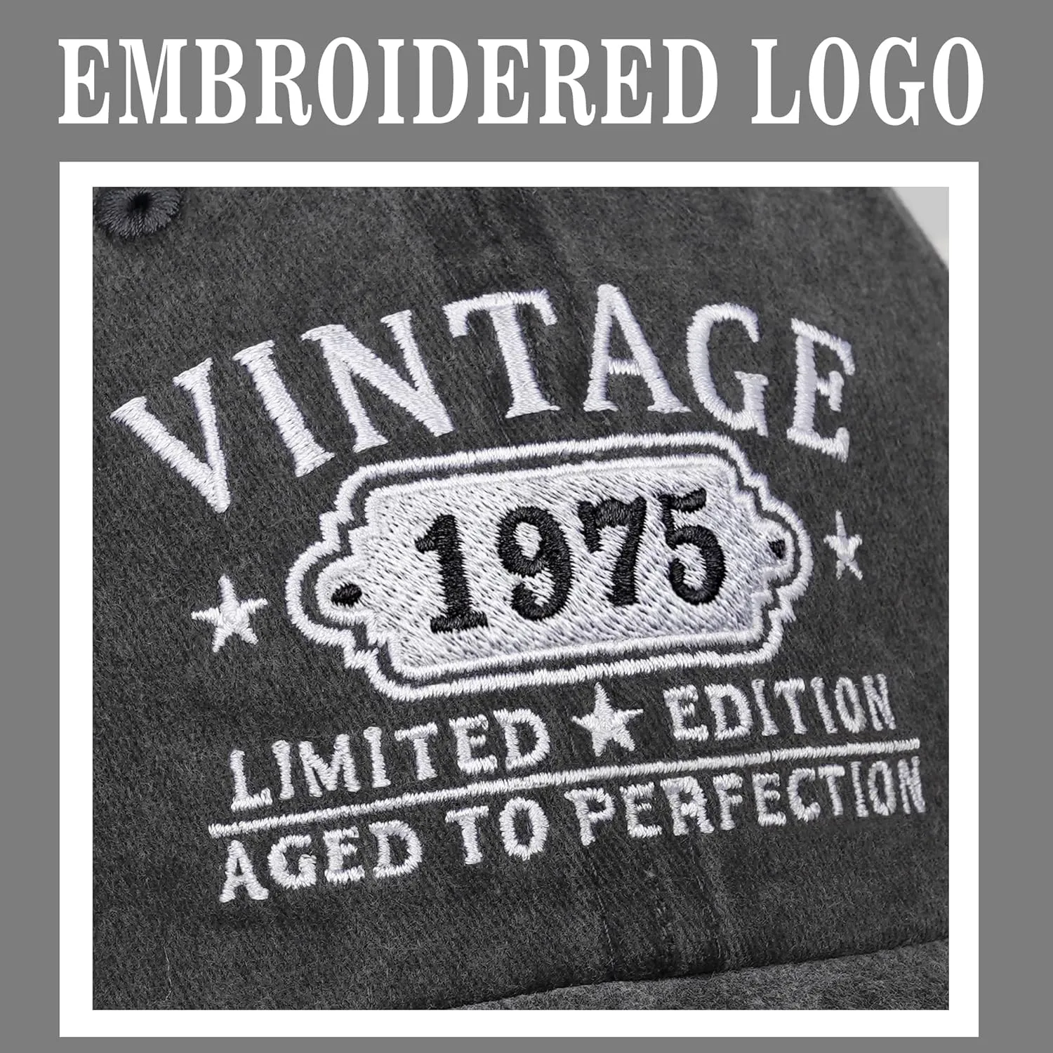 50th Birthday Gifts for Her Him Vintage 1975 Embroidered Black Baseball Cap Women Men
