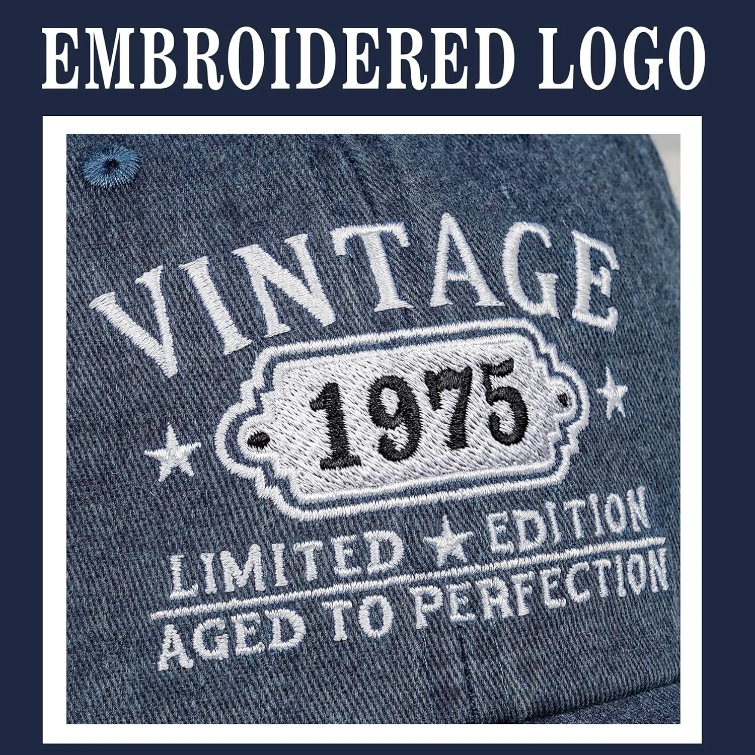 50th Birthday Gifts for Her Him Vintage 1975 Embroidered Black Baseball Cap Women Men