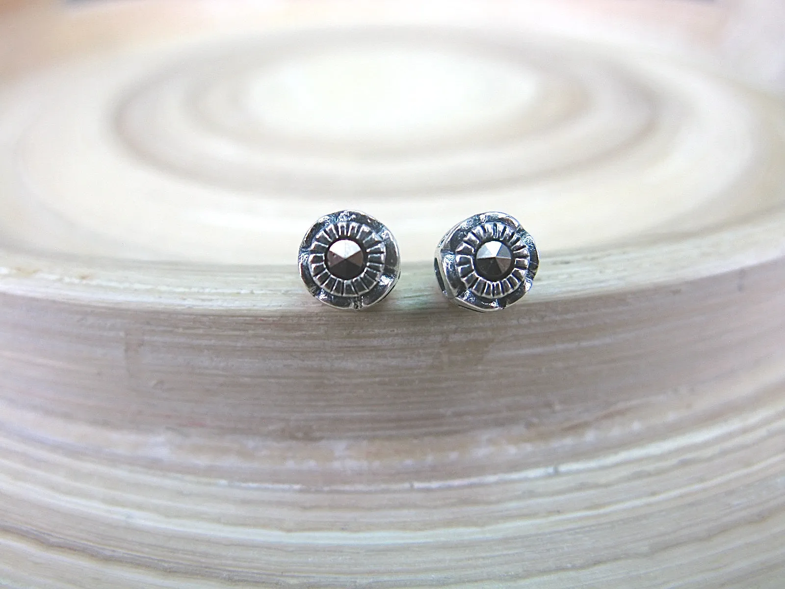 5mm Round Minimalist Marcasite 925 Sterling Silver Stud Earrings