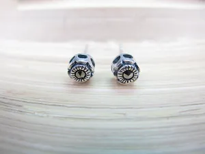 5mm Round Minimalist Marcasite 925 Sterling Silver Stud Earrings