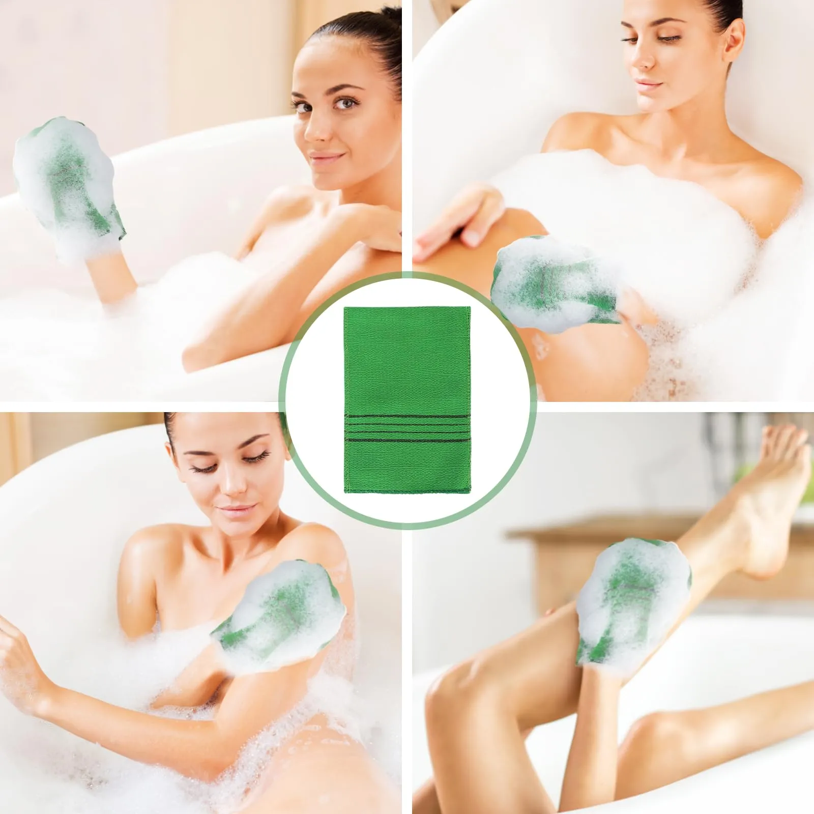 5pcs Asian Exfoliating Gloves Double Sided Korean Scrubbing Washcloth Italy Towel for Dead Skin Removal Callus Scrubber Shower Exfoliating Glove (Pink Green) 2 Pink, 3 Green
