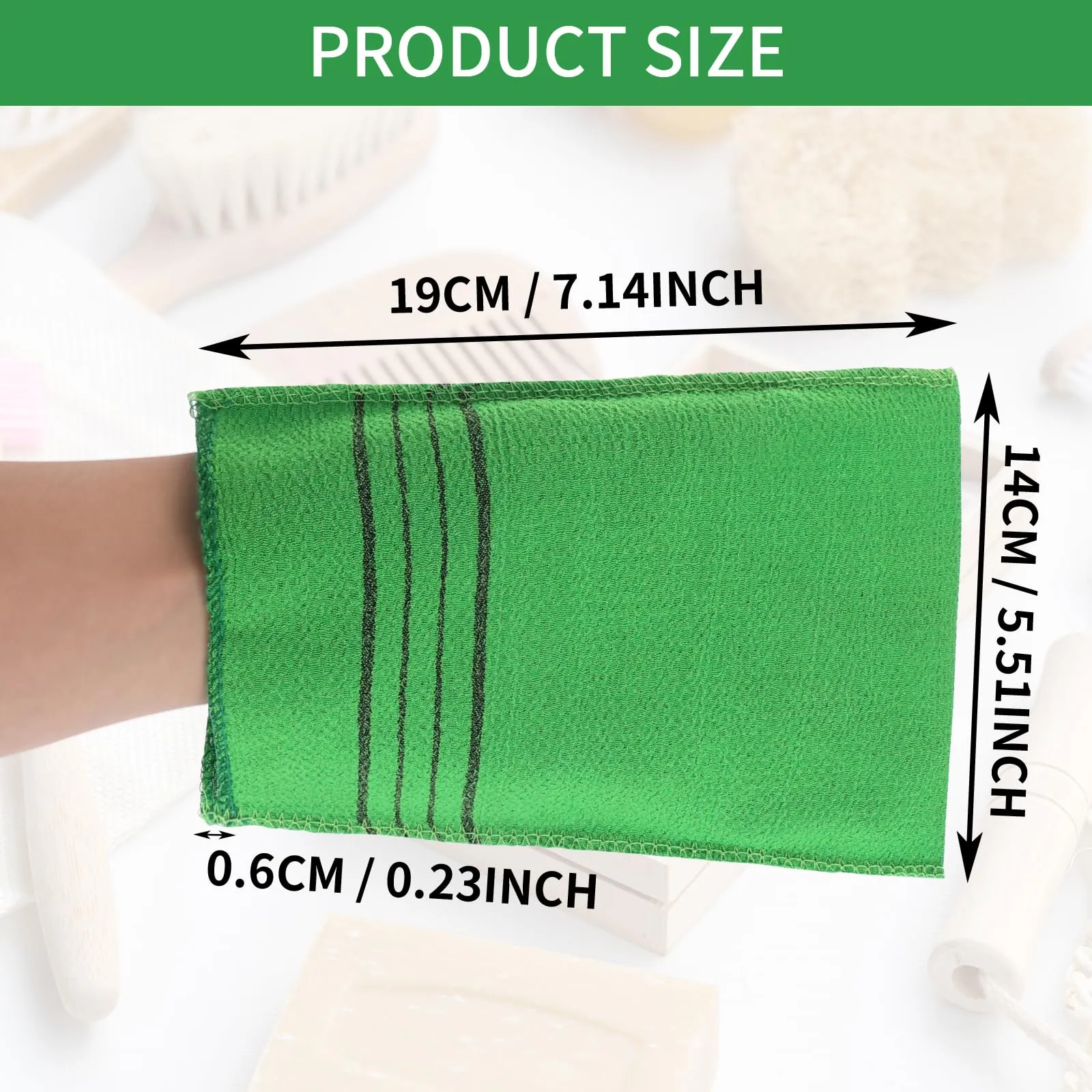 5pcs Asian Exfoliating Gloves Double Sided Korean Scrubbing Washcloth Italy Towel for Dead Skin Removal Callus Scrubber Shower Exfoliating Glove (Pink Green) 2 Pink, 3 Green