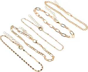 5pcs Set Adjustable Vintage Metal Anklet Set for Women Unique Ankle Jewelry Stylish Foot Chains for All Durable Tone Jewelry