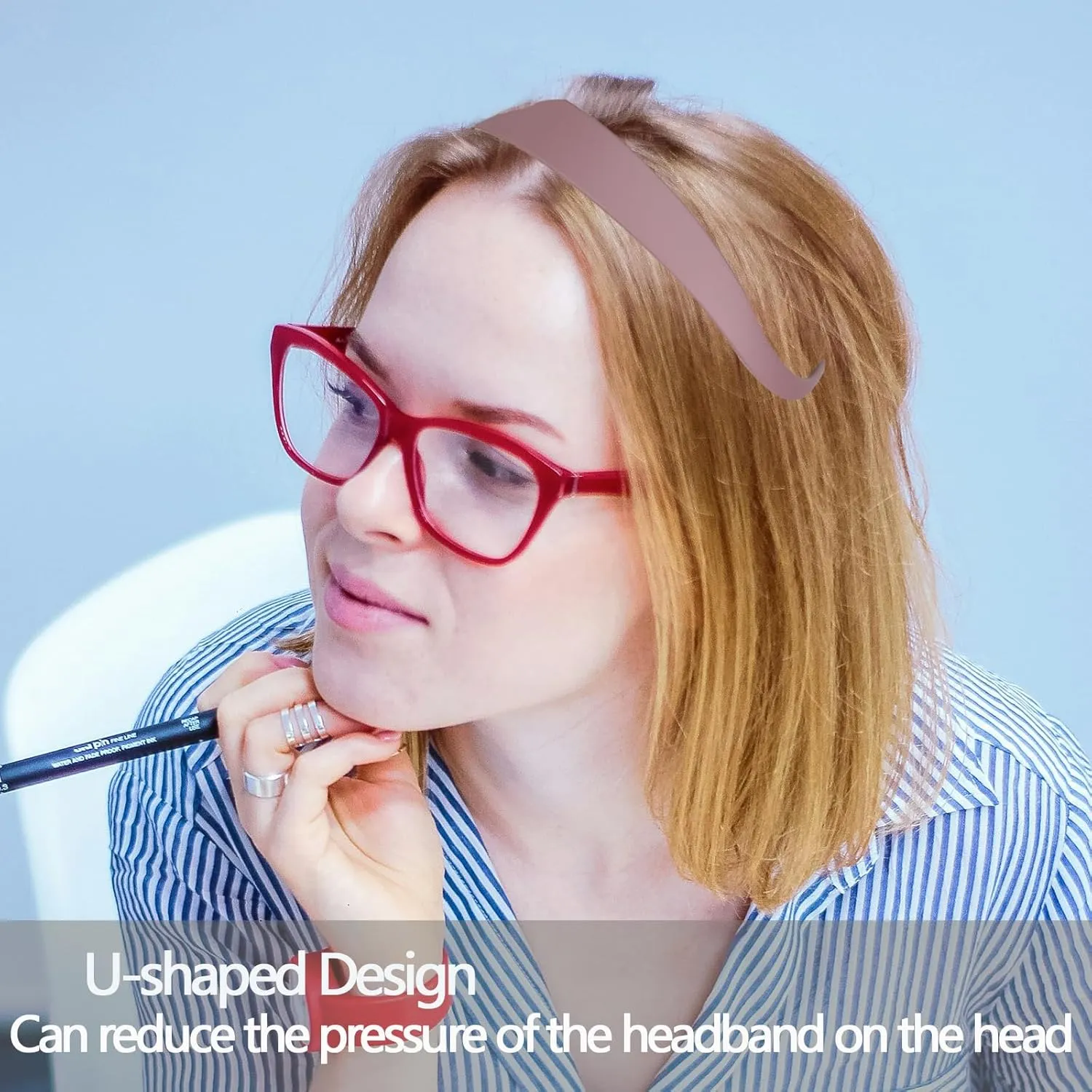 6 Pack Headbands Designed for Eyewear,Flex No Pressure Headbands for Women Comfortable Plastic Hairbands with Teeth-Matte Finish