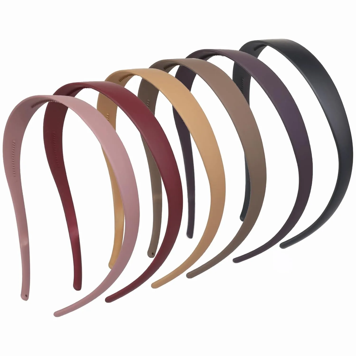 6 Pack Headbands Designed for Eyewear,Flex No Pressure Headbands for Women Comfortable Plastic Hairbands with Teeth-Matte Finish
