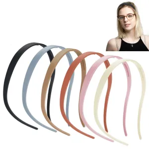 6-Pack Plastic Glasses Headbands for Women - No Headache & Non-Slip Thick Hairband for Eyewear Wearers with Teeth - Adjustable Comfort Thin Adults Hair Accessories for Gym Makeup Wedding Party Office
