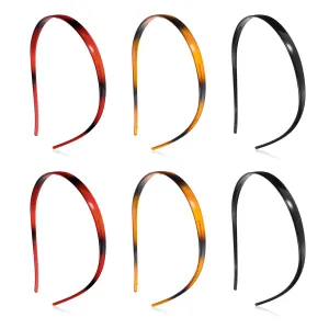 6 Pcs Plastic HairBands Designed for Eyewear, Flex No Pressure Thin Headbands for Women, Comfortable No Headache Headband with Teeth Non Slip(Bright Black, Burgundy, Light Brown