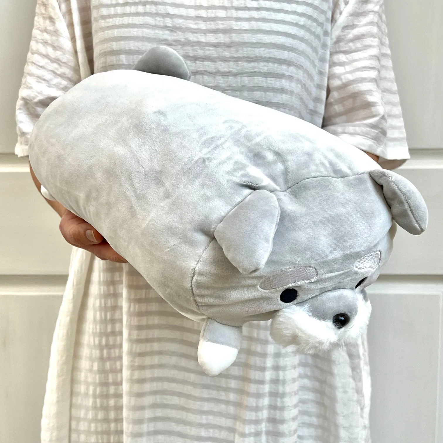 63368 GREY DOG PILLOW PLUSH-3
