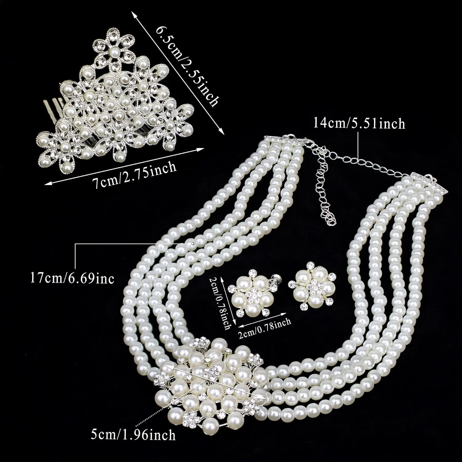 6PCS 1920s Accessories, Holly Golightly Costume 20s Accessories Pearl Necklace Earrings Gloves Sunglasses for Women