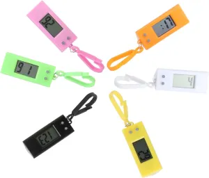 6Pcs Keychain Digital Watch for Students Hanging Electronic Watches Random Colors for Exams Camping and Outdoor Activities