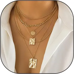 6Pcs Layered Gold Choker Necklace Set for Women Her Dainty Silver Geometry Chain Link Necklaces Trendy Pendant Necklaces Jewelry Accessories
