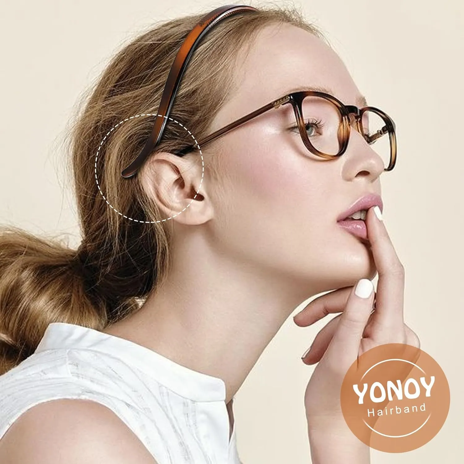 6Pcs Plastic HairBand Designed for Eyewear No Pressure No Headache Comfortable Headbands for Women Fashion Thin Headbands Non Slip (Black, Tortoise,coffee)