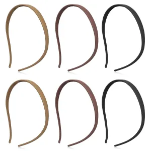 6Pcs Plastic HairBand Designed for Eyewear No Pressure No Headache Comfortable Headbands for Women Fashion Thin Headbands Non Slip,solid color (Black, khaki,coffee)