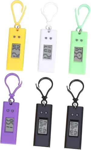 6Pcs Portable Pocket Watches with Keyring Design Random Colors Durable Electronic Hanging Watches for Hiking Camping Sports and Everyday Use Random Color