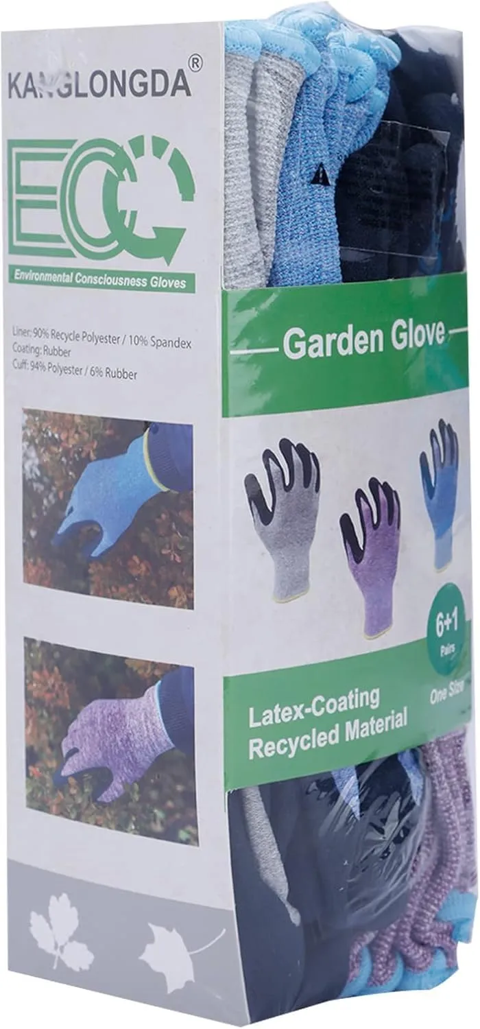 7 Pairs Women Gardening Gloves, EN388 2131X Outdoor Protective Work Gloves with Breathable Micro-Foam Coating for Gardening, General Purpose, Courtyard, 3 Purple   3Blue  1 Grey