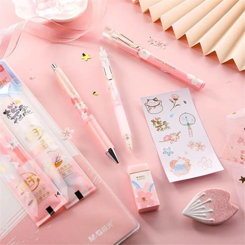8 Pics Set Kawaii Pastel Pink Sakura Gel Pens SP16238