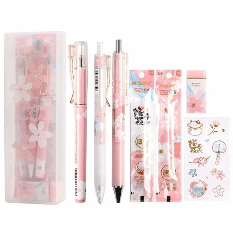 8 Pics Set Kawaii Pastel Pink Sakura Gel Pens SP16238