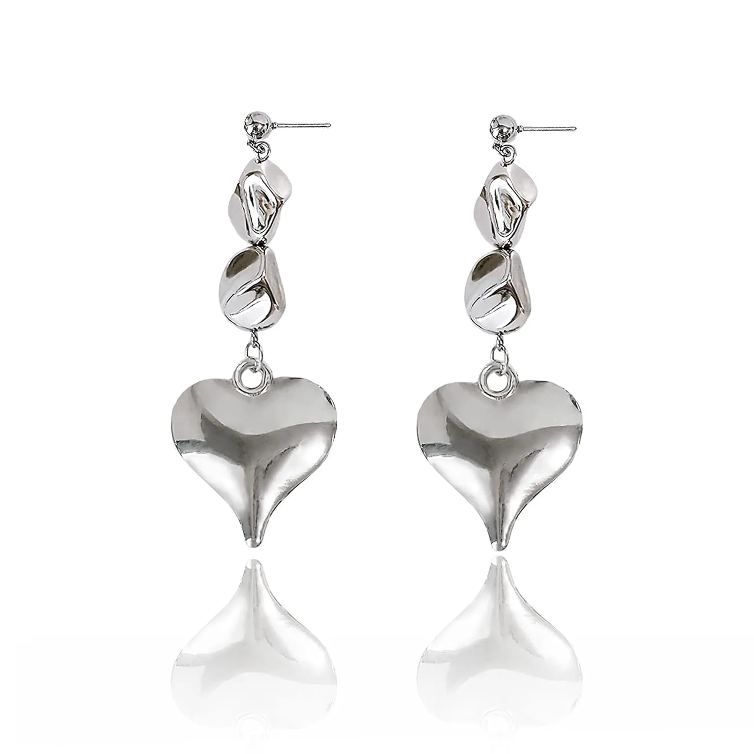 8.5CM Drop Earrings,Silver Earrings for Women, Minimalist Earrings,Statement Earrings,Big Heart Earrings,Dangle Earrings Gift for Women