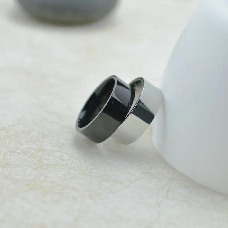 8mm Wide Stainless Steel Ring Fashion Titanium Steel Couple Rings