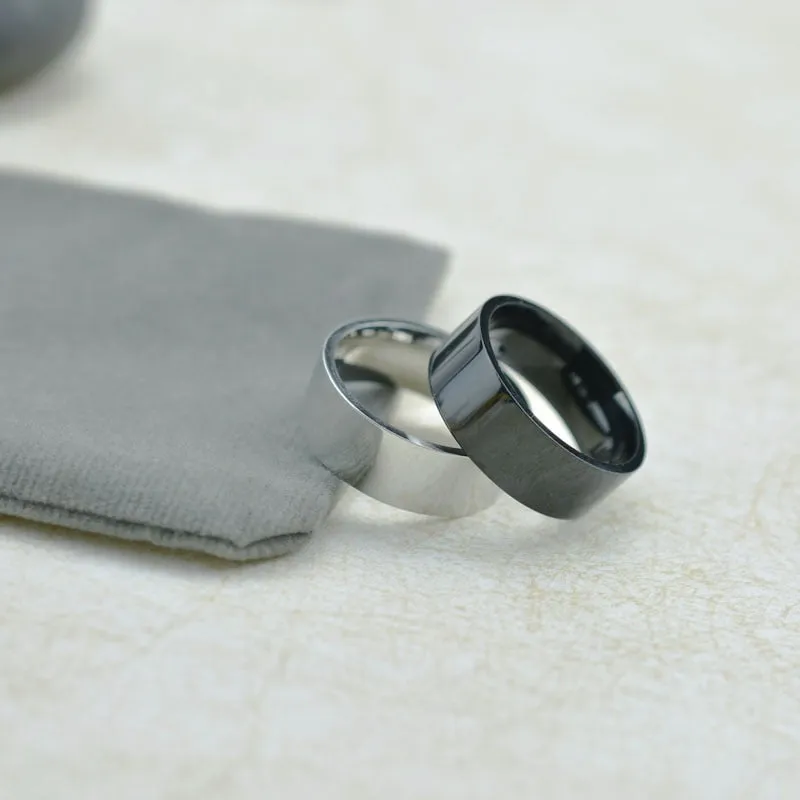 8mm Wide Stainless Steel Ring Fashion Titanium Steel Couple Rings