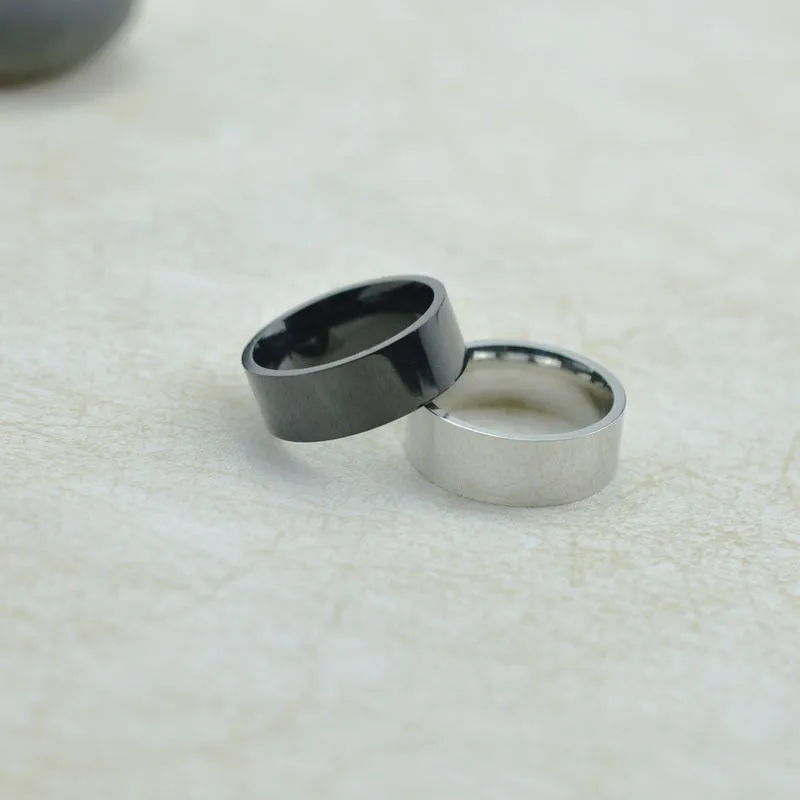 8mm Wide Stainless Steel Ring Fashion Titanium Steel Couple Rings
