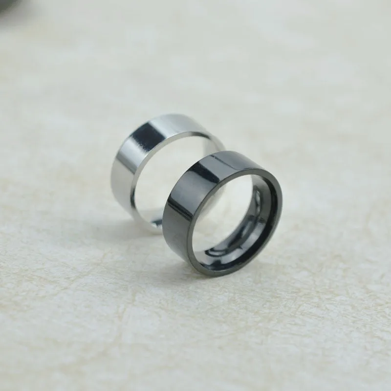 8mm Wide Stainless Steel Ring Fashion Titanium Steel Couple Rings