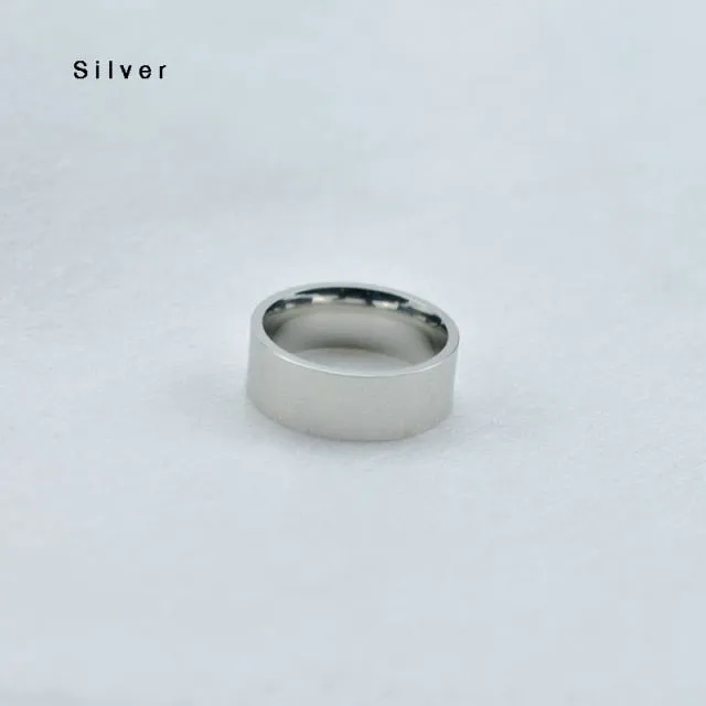 8mm Wide Stainless Steel Ring Fashion Titanium Steel Couple Rings