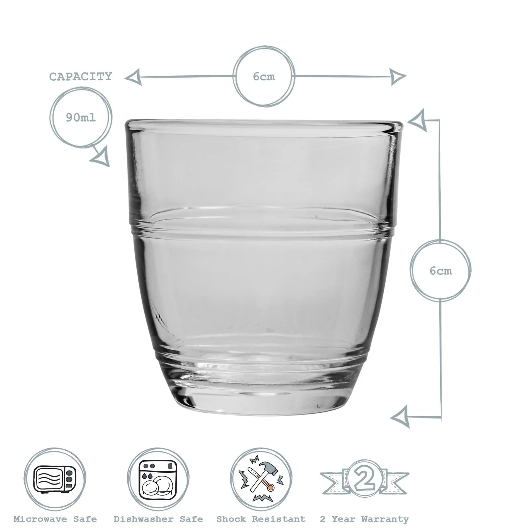 90ml Gigogne Shot Glasses - Pack of Six - By Duralex