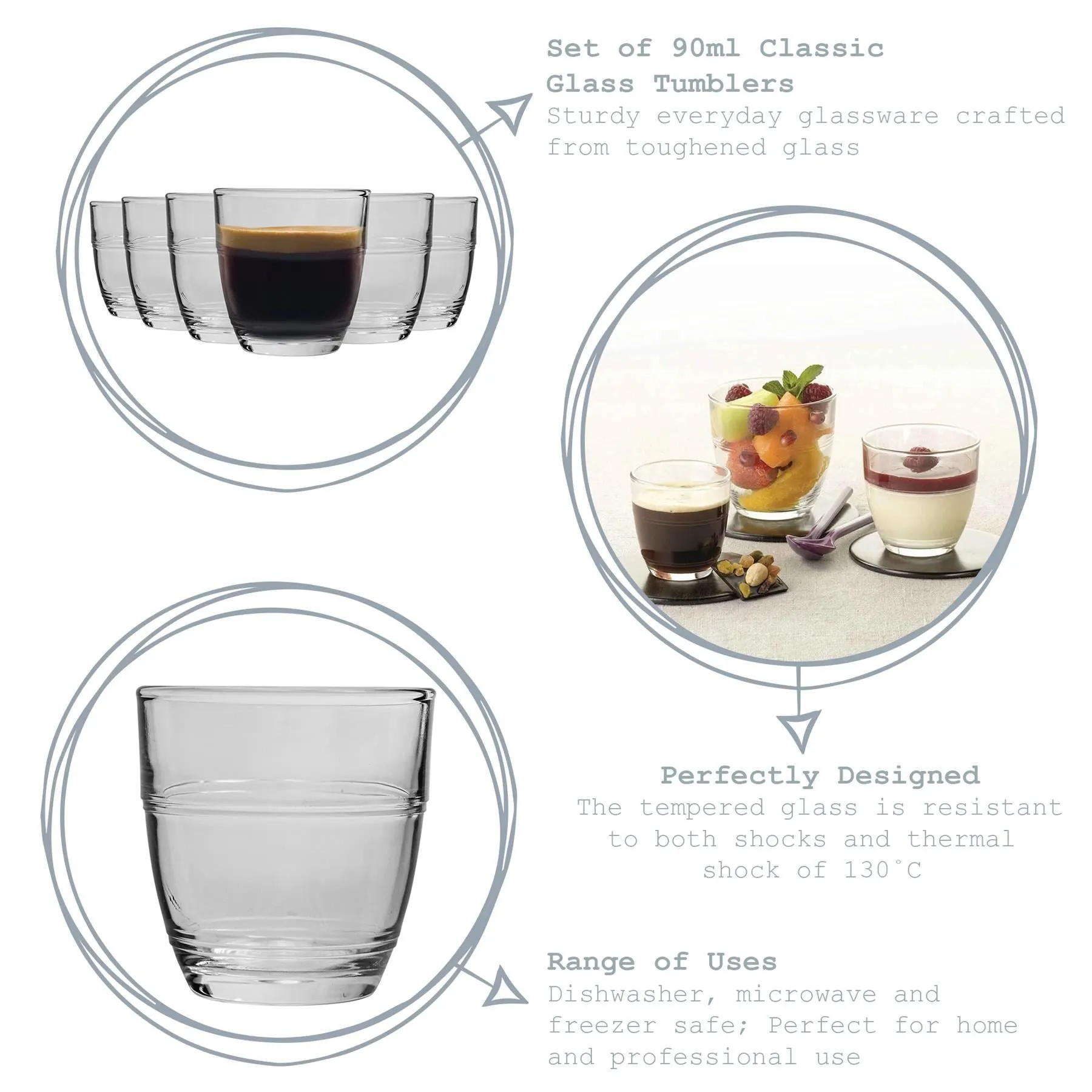90ml Gigogne Shot Glasses - Pack of Six - By Duralex